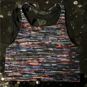 Lululemon Women's Purple and Pink Crop-top with built in bra size 4